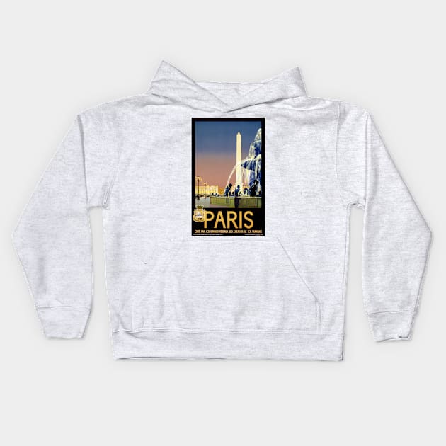 Vintage Travel Poster  Paris France Kids Hoodie by vintagetreasure